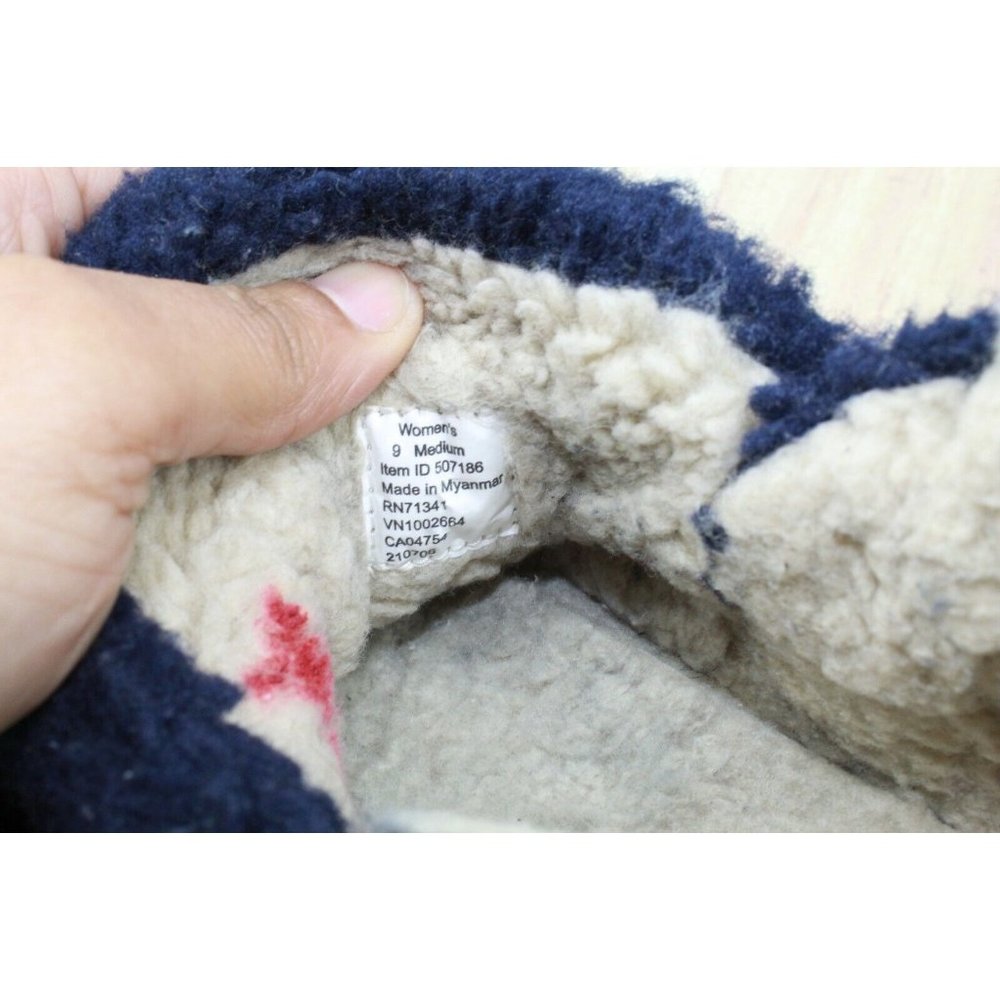 LL Bean Blue Pile Fleece Cozy Slipper Booties Size 9 M - Picture 8 of 10